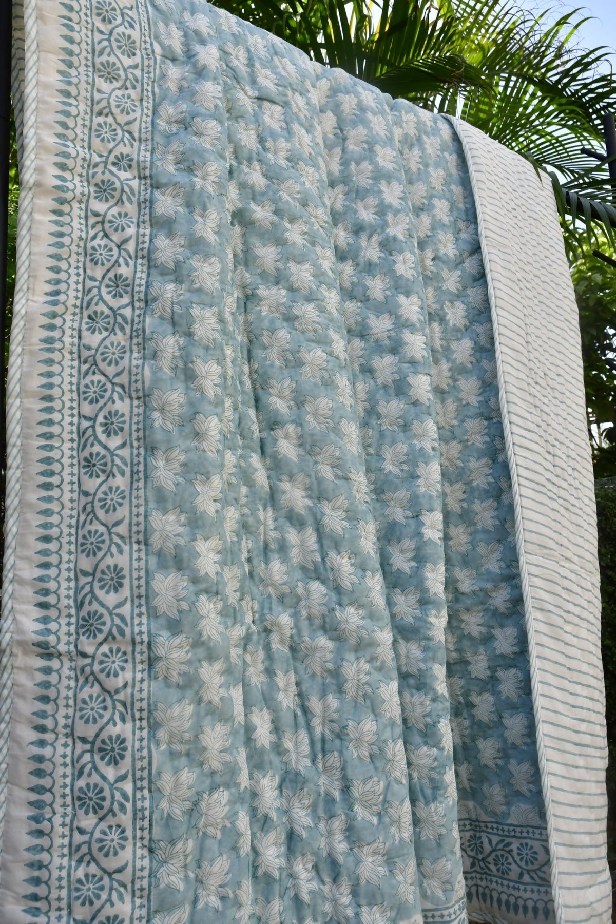 Blue Lotus Quilt - Handblock premium & modern decor