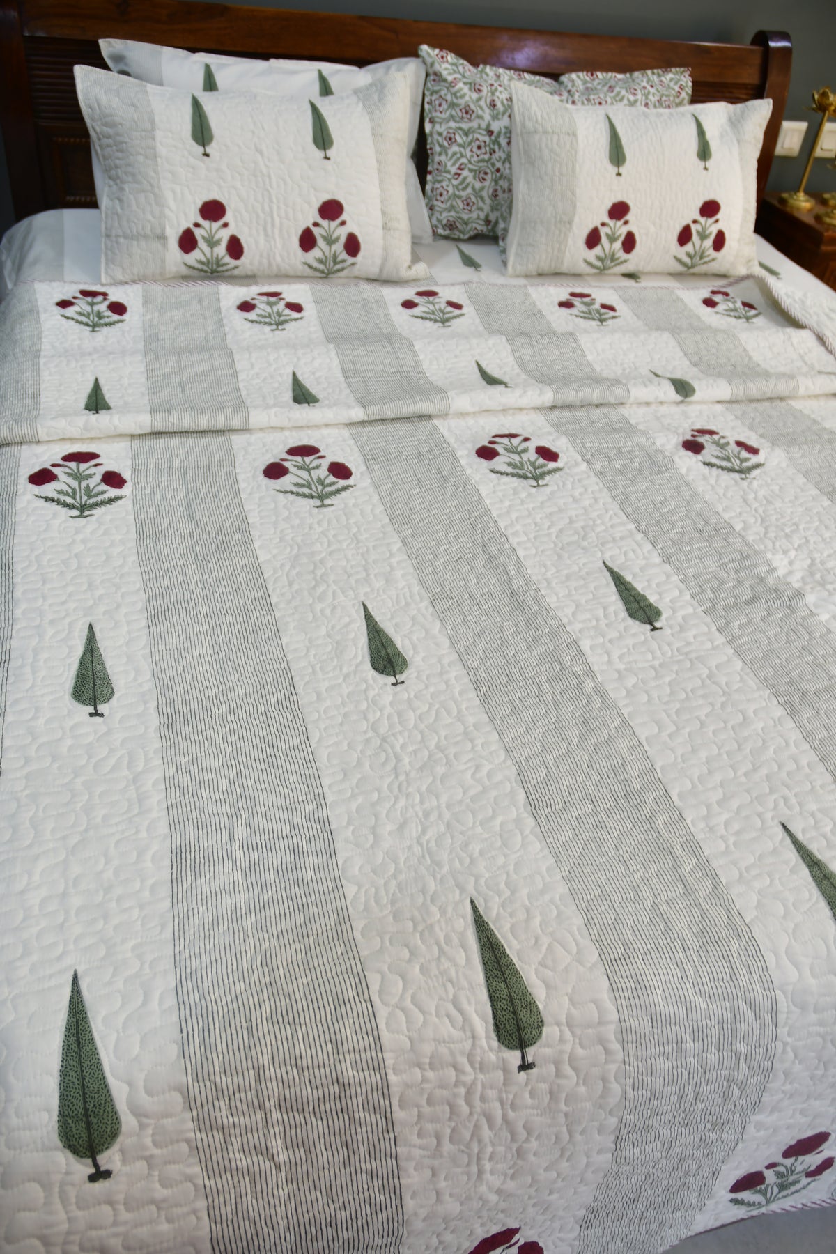 Red Poppy Bedding set Organic Hand Block cotton