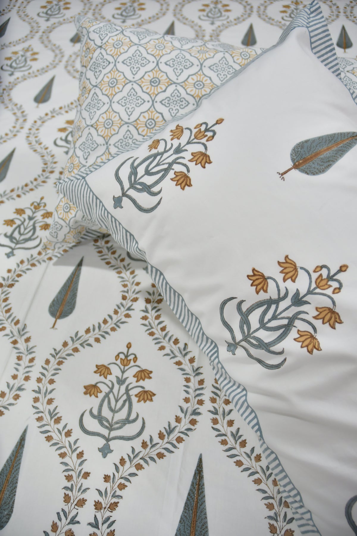 Yellow Mughal Jaal Bedsheet Organic cotton