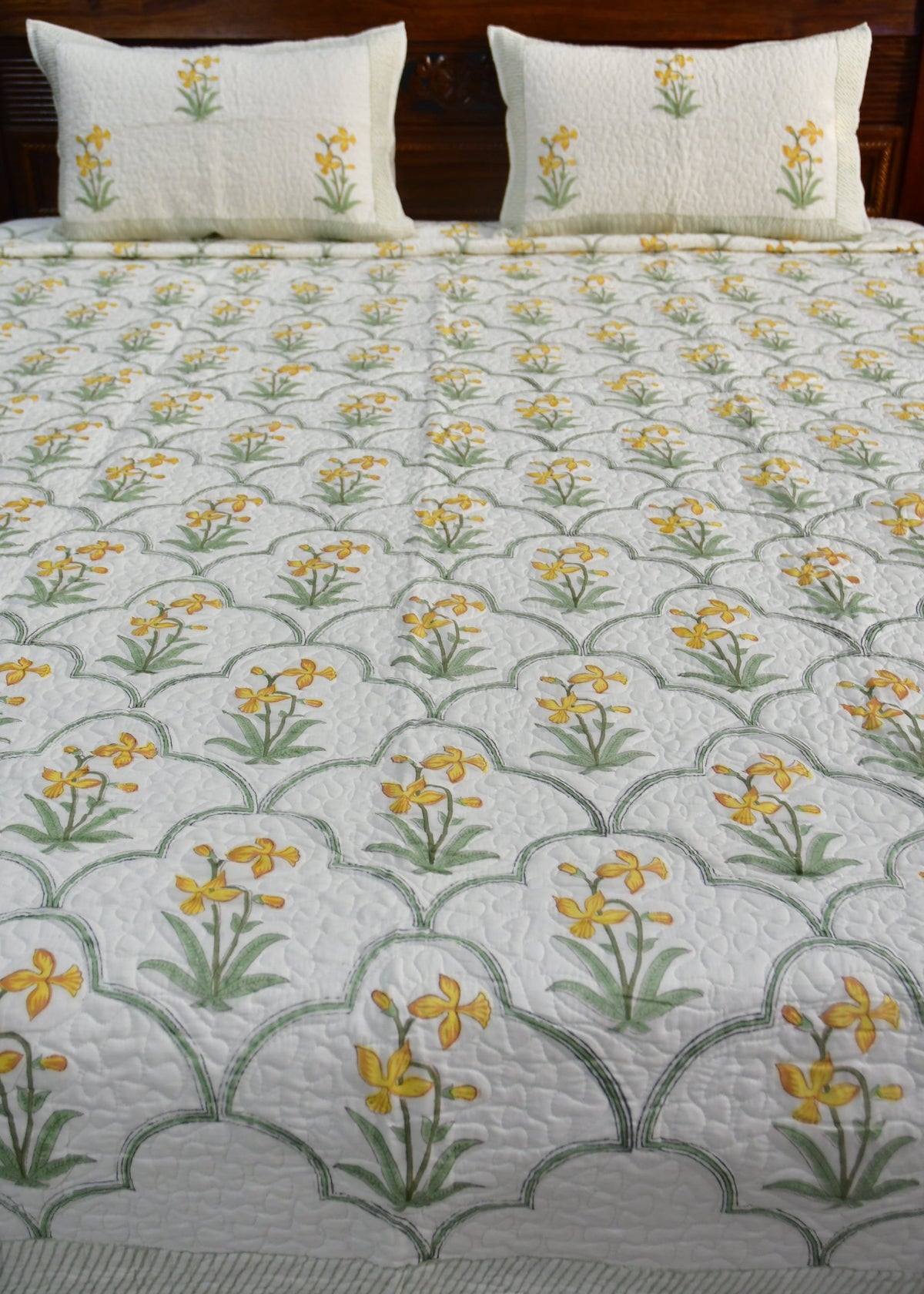 Yellow Jaal Bedcover Hand Block