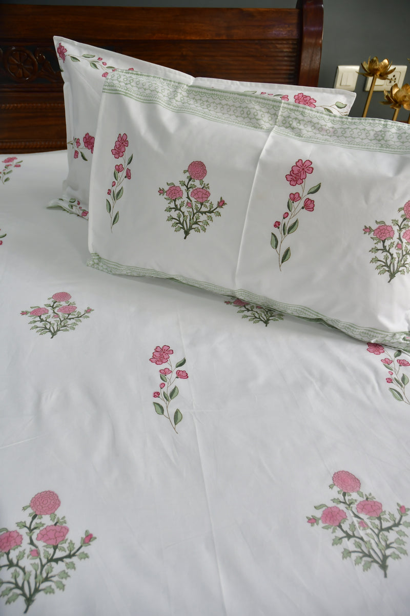 Pink Premium cotton HandBlock Bedsheet 