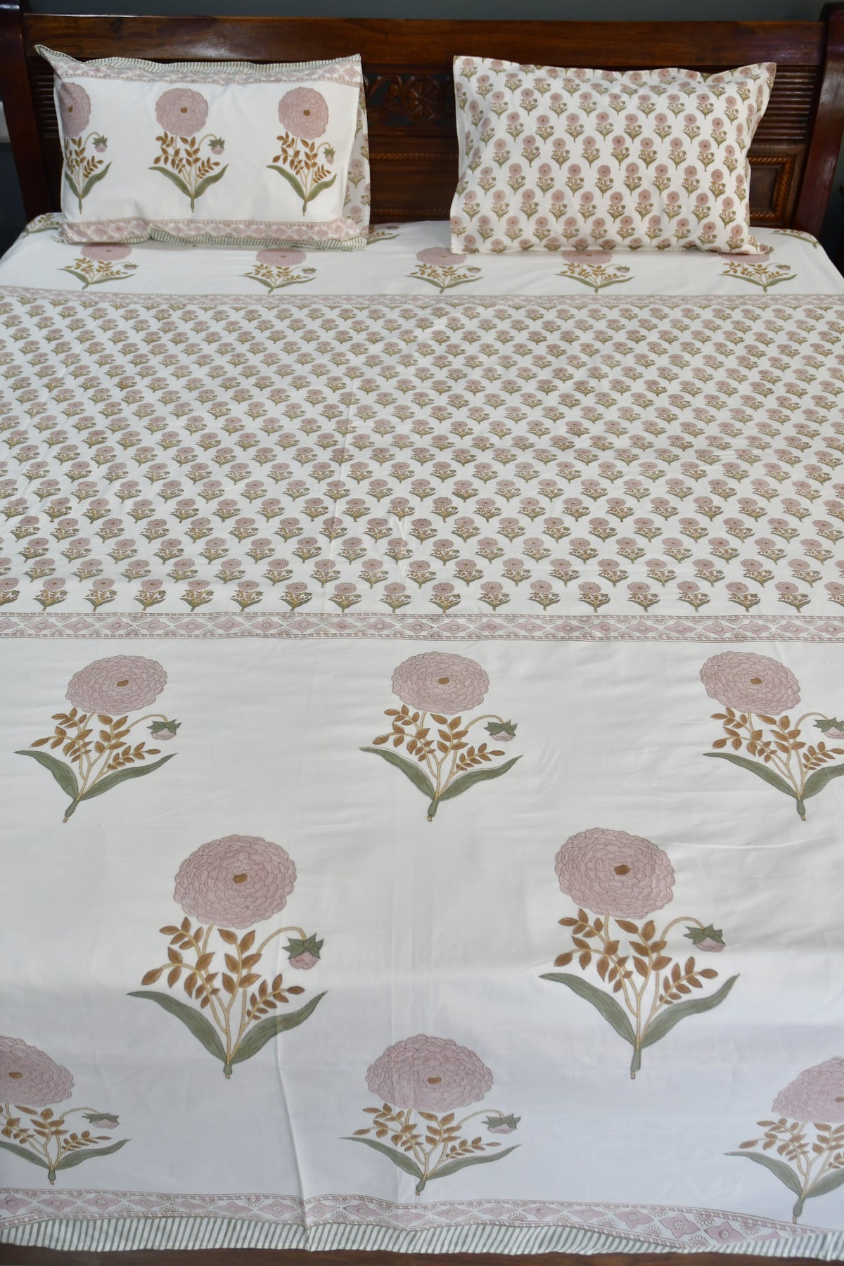 Pink Phool Bedsheet Premium Hand Block