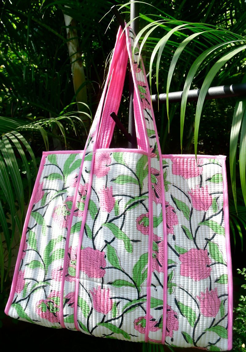 White Pink Tote Bag