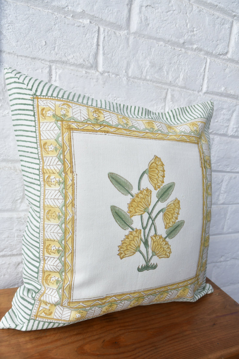 Pretty yellow HandBlock cushion cover