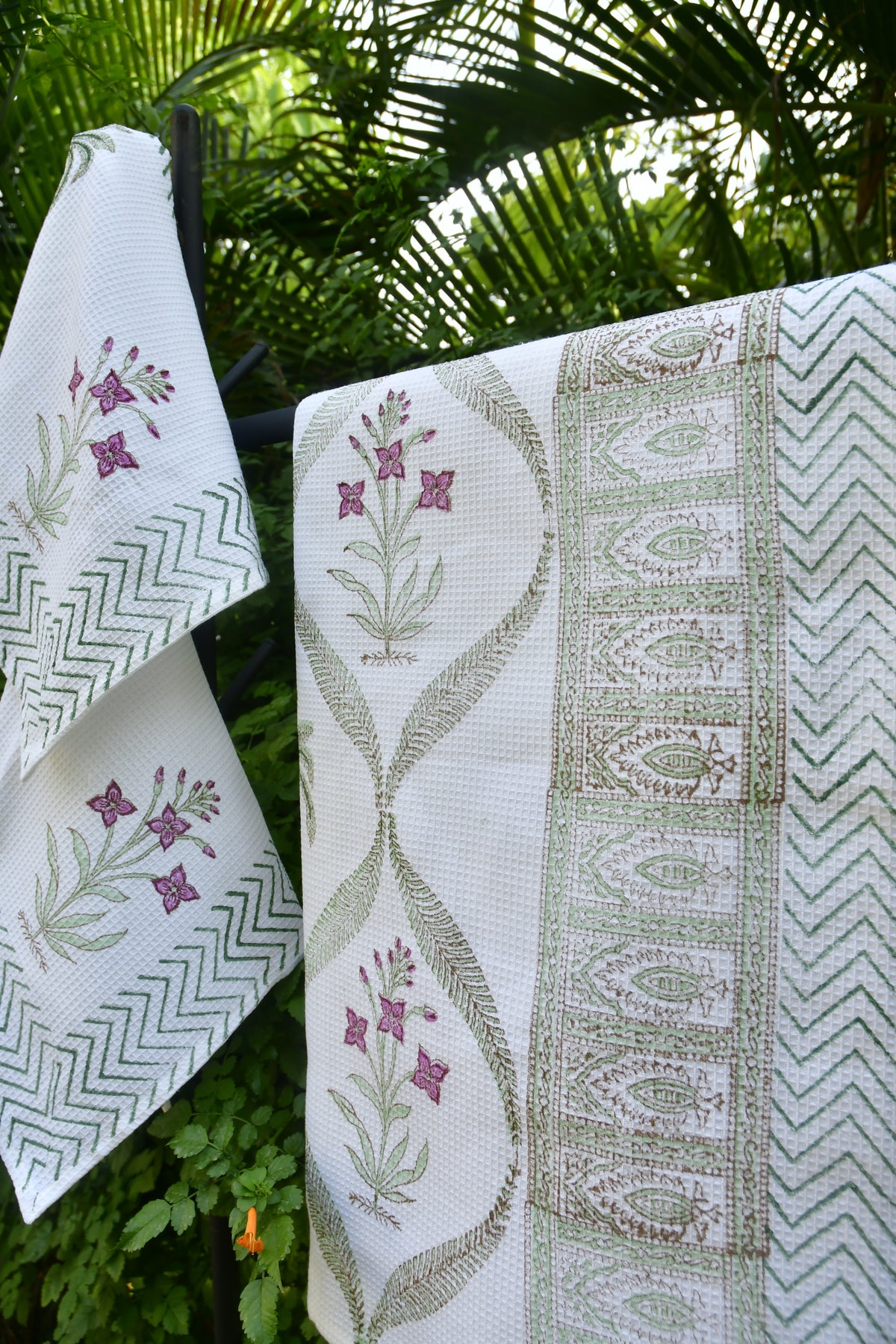 HandBlock printed jaal bath and hand towel