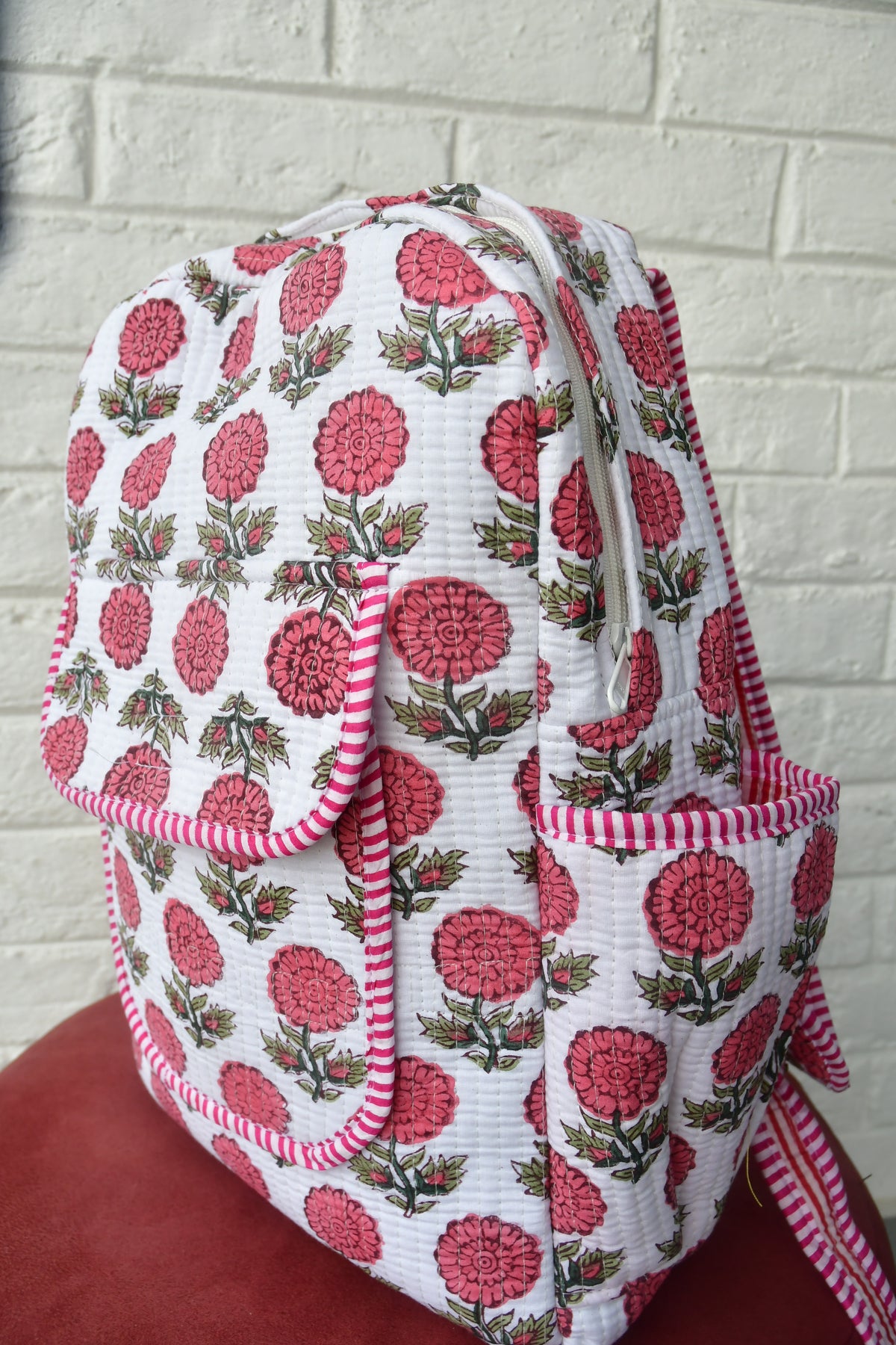 Pink Floral Buti Backpack