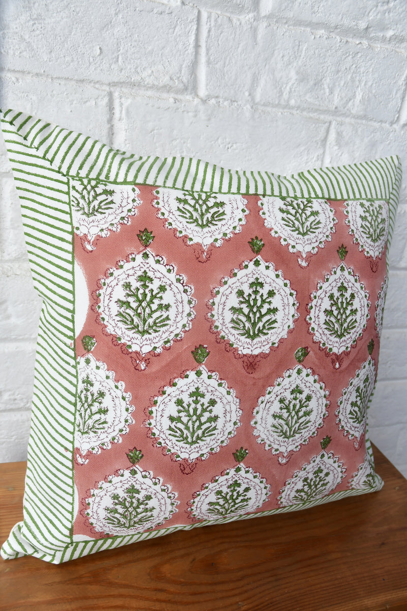 Rust n green cushion cover