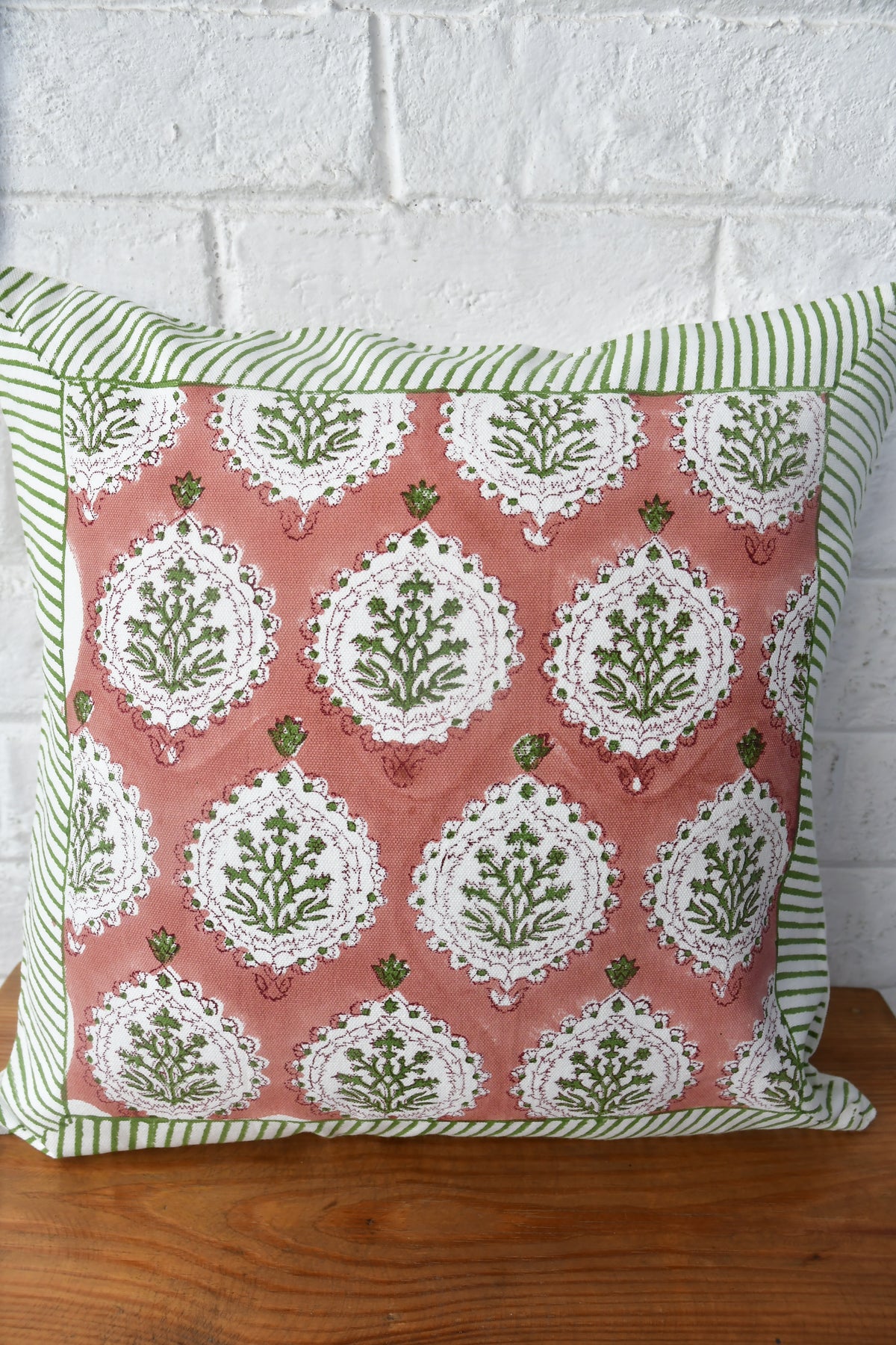 Cushion cover rust colour HandBlock printed 