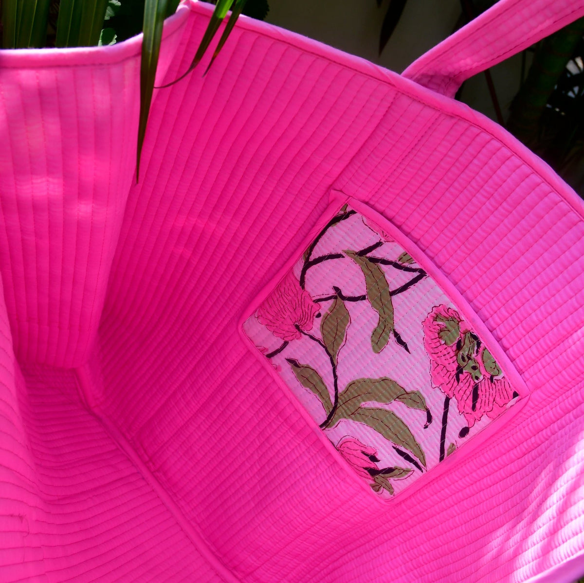 White Pink Tote Bag Jaipur style 