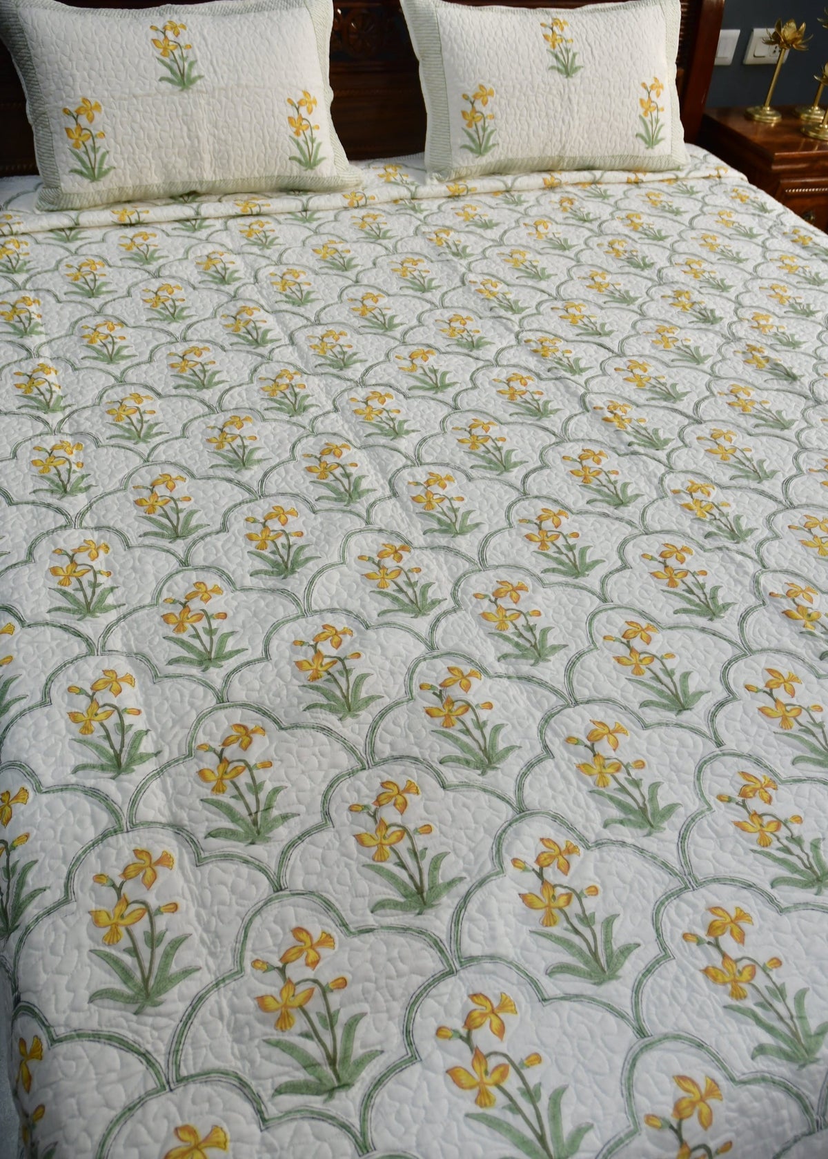 Yellow Jaal Bedcover Yellow Jaal Bedcover Jaipur Rajasthan organic cotton