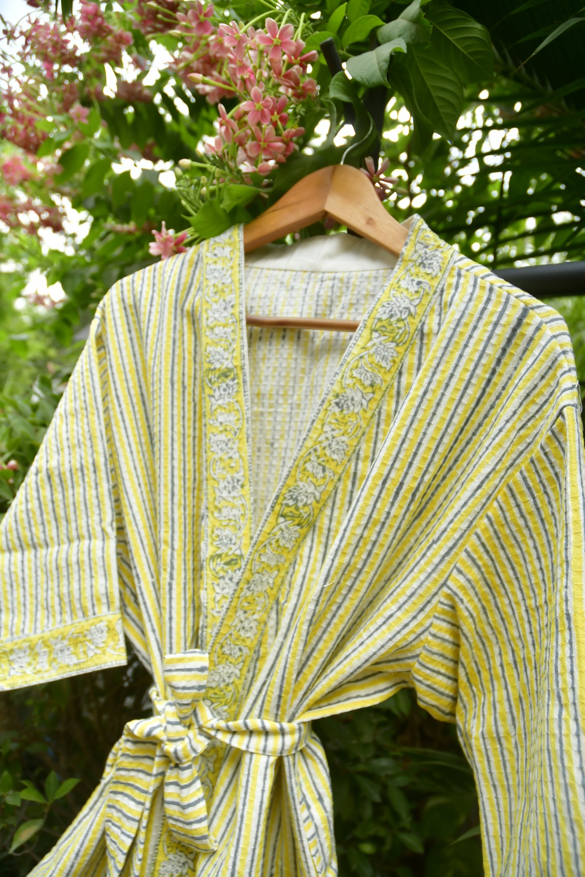 Lemon yellow HandBlock bathrobe 