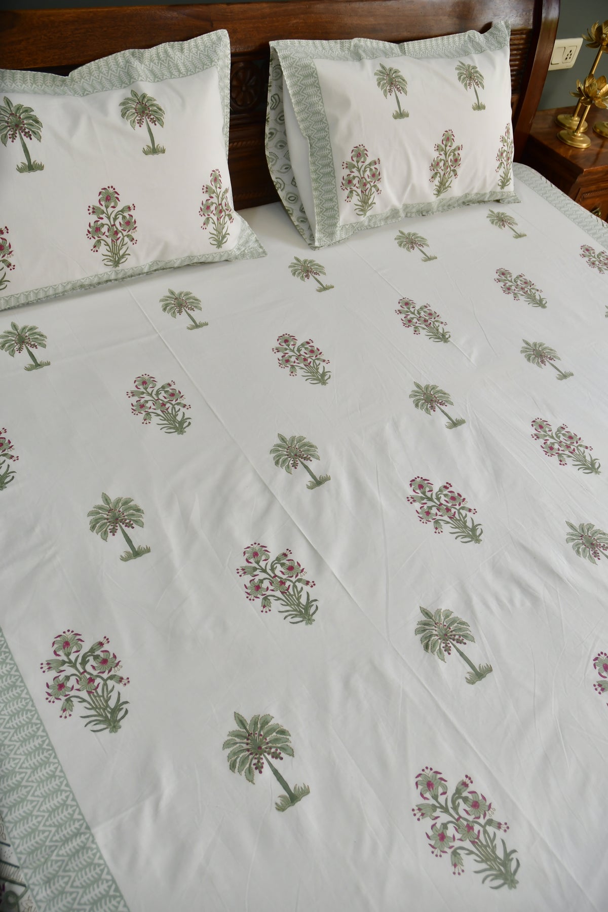 Palm Bliss Bedsheet - Jaipuring, rajasthan, Hand Block