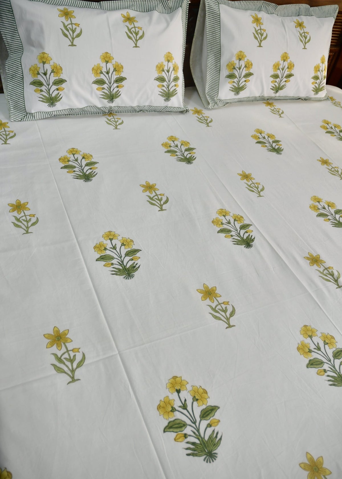 Yellow Buta Bed sheet Cotton organic