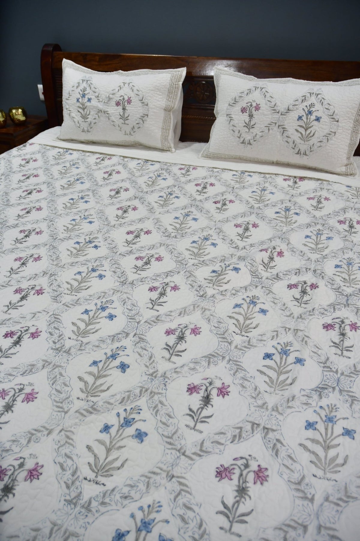 Classic Mughal Jaal Hand Block Bedcover