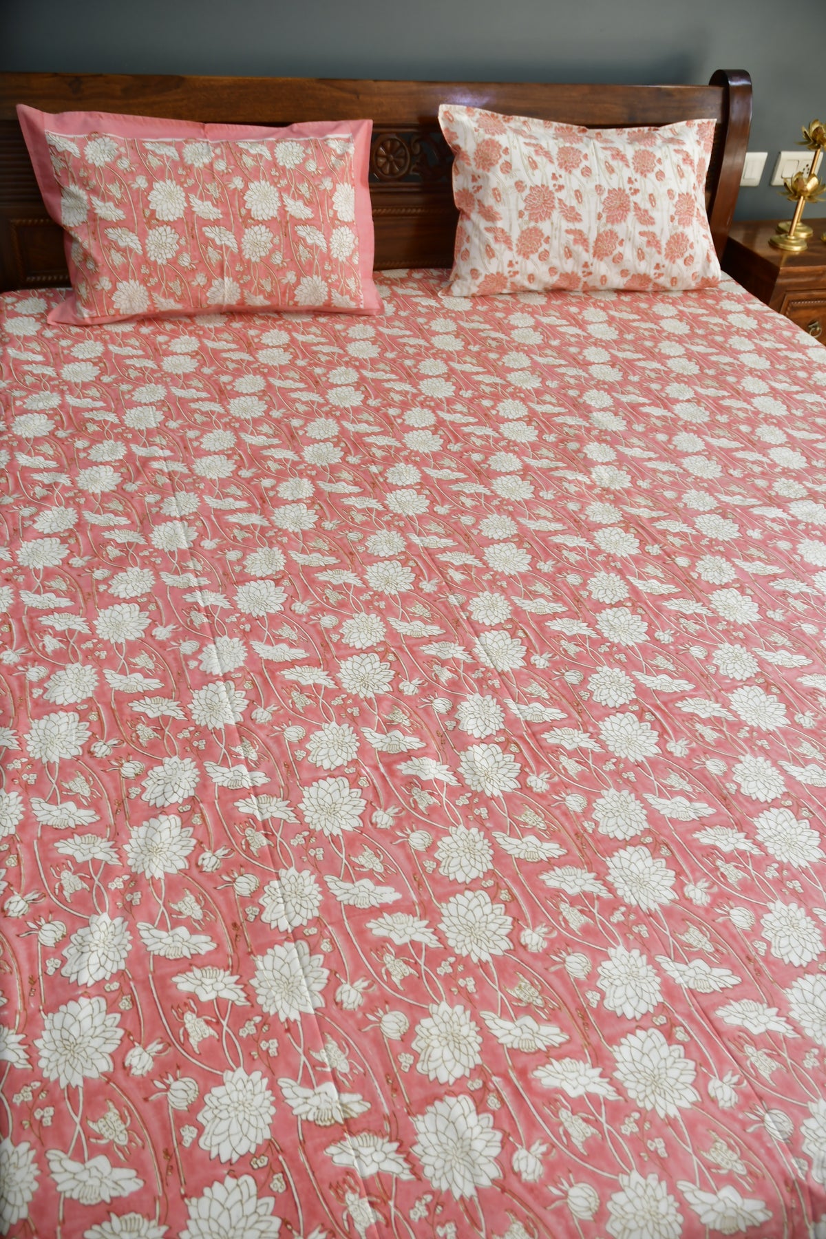 Pink floral Bedsheet Jaipur Premium