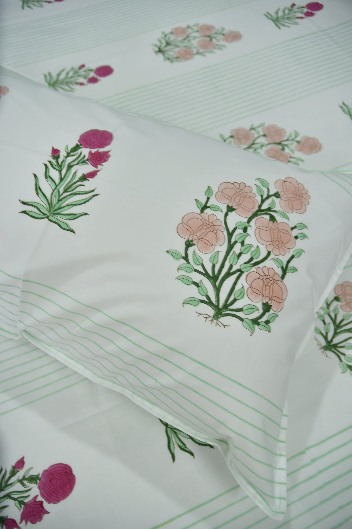 Peach and floral bedsheet