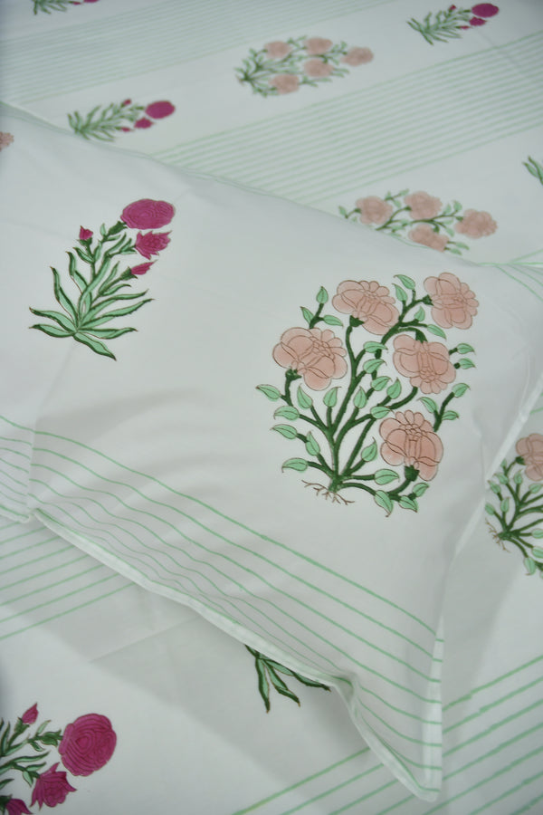 Peach and floral bedsheet