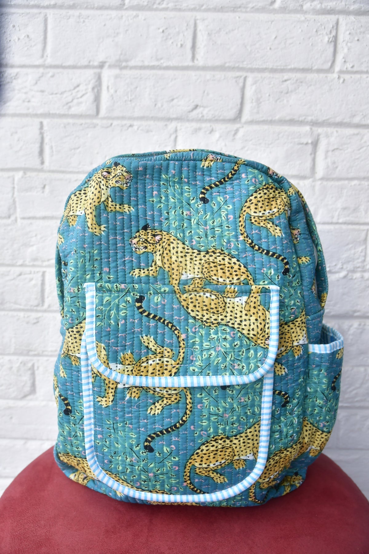 Leopard Print Blue Backpack