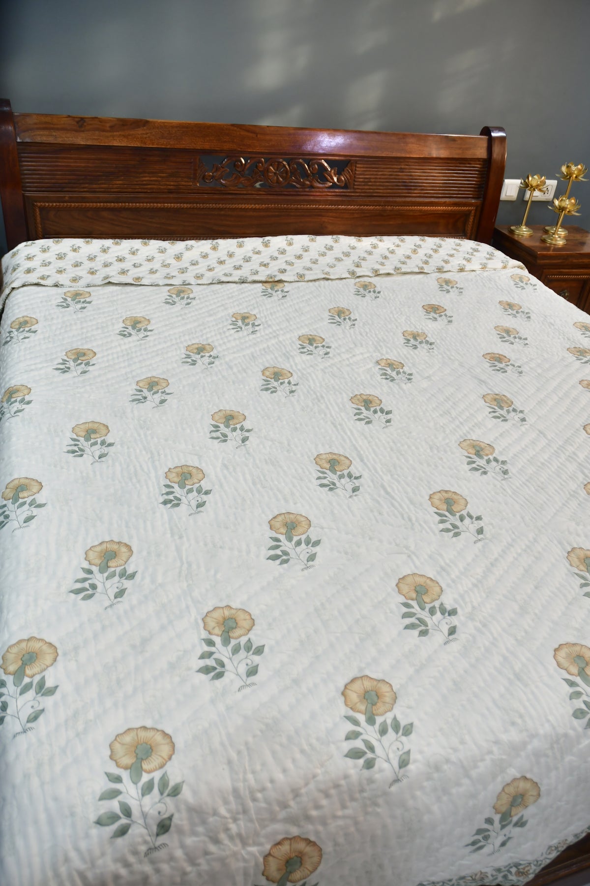 Flower of Hope Quilt premium Handblock Rajasthan