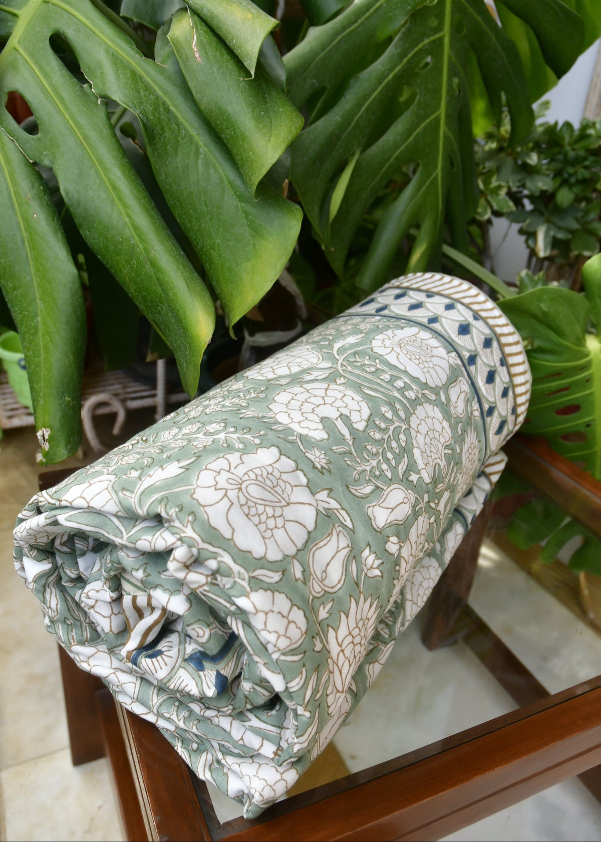 Premium Olive Green floral  Jaal Dohar