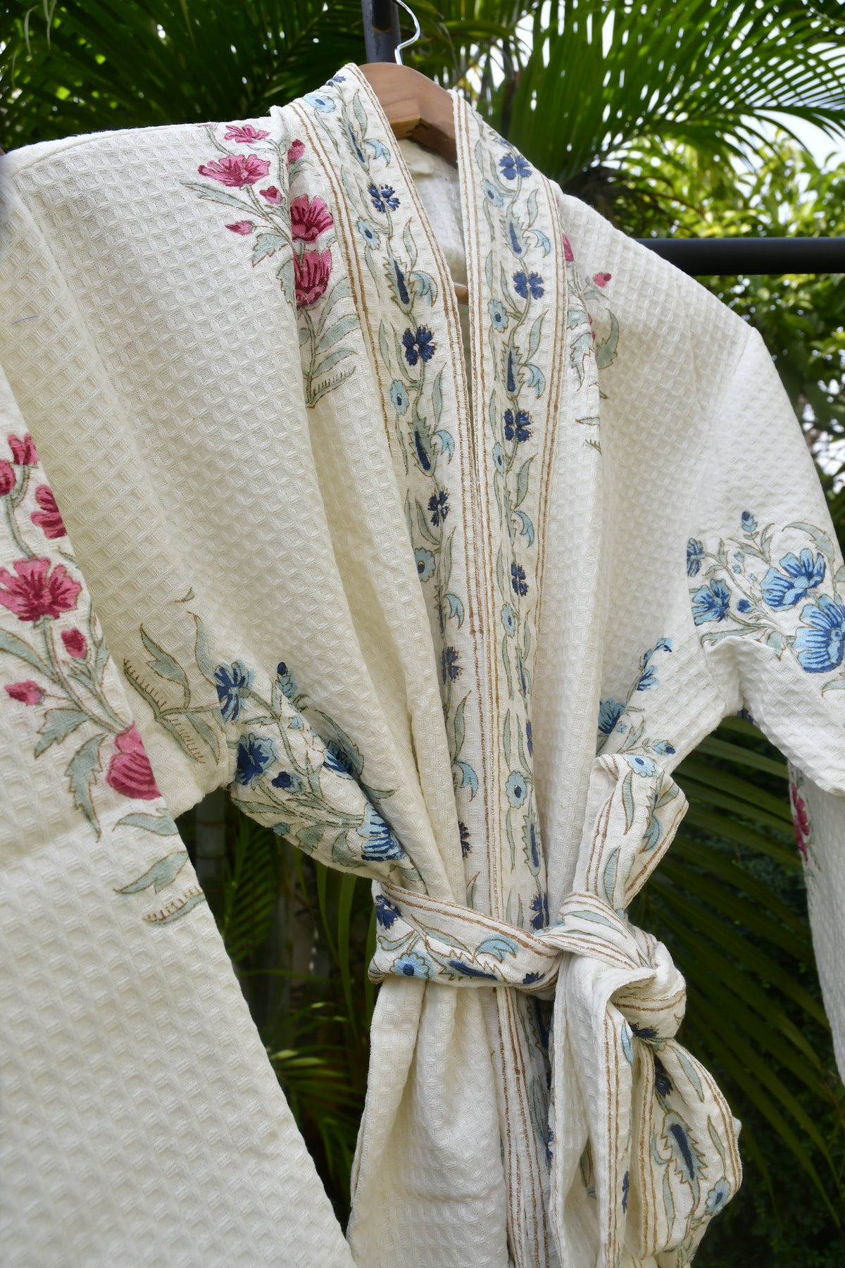 Pink n Blue waffle cotton Bathrobe