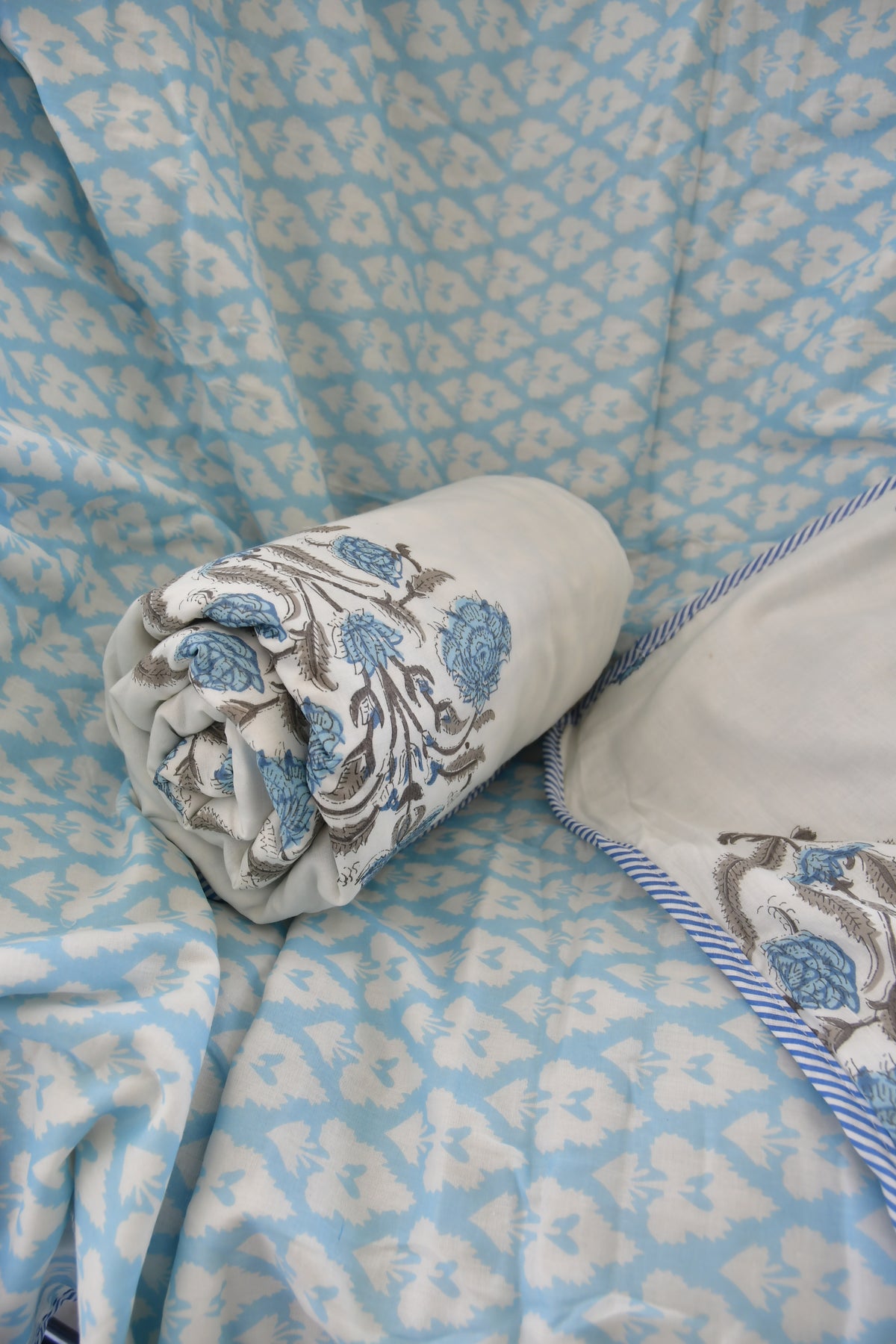 Sky Blue Buta Print Dohar Organic cotton