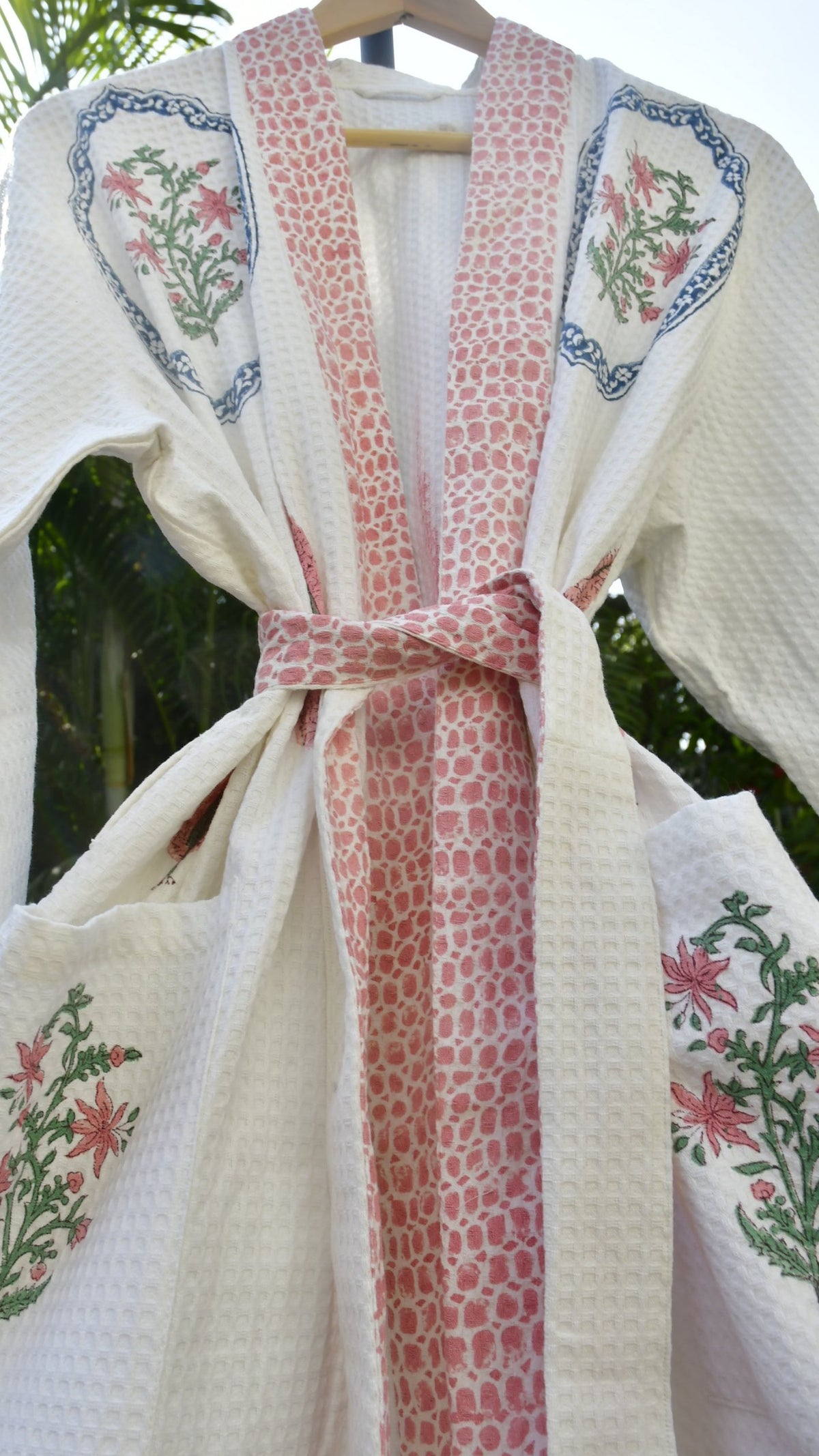 Pink love Premium Handblock Bathrobe