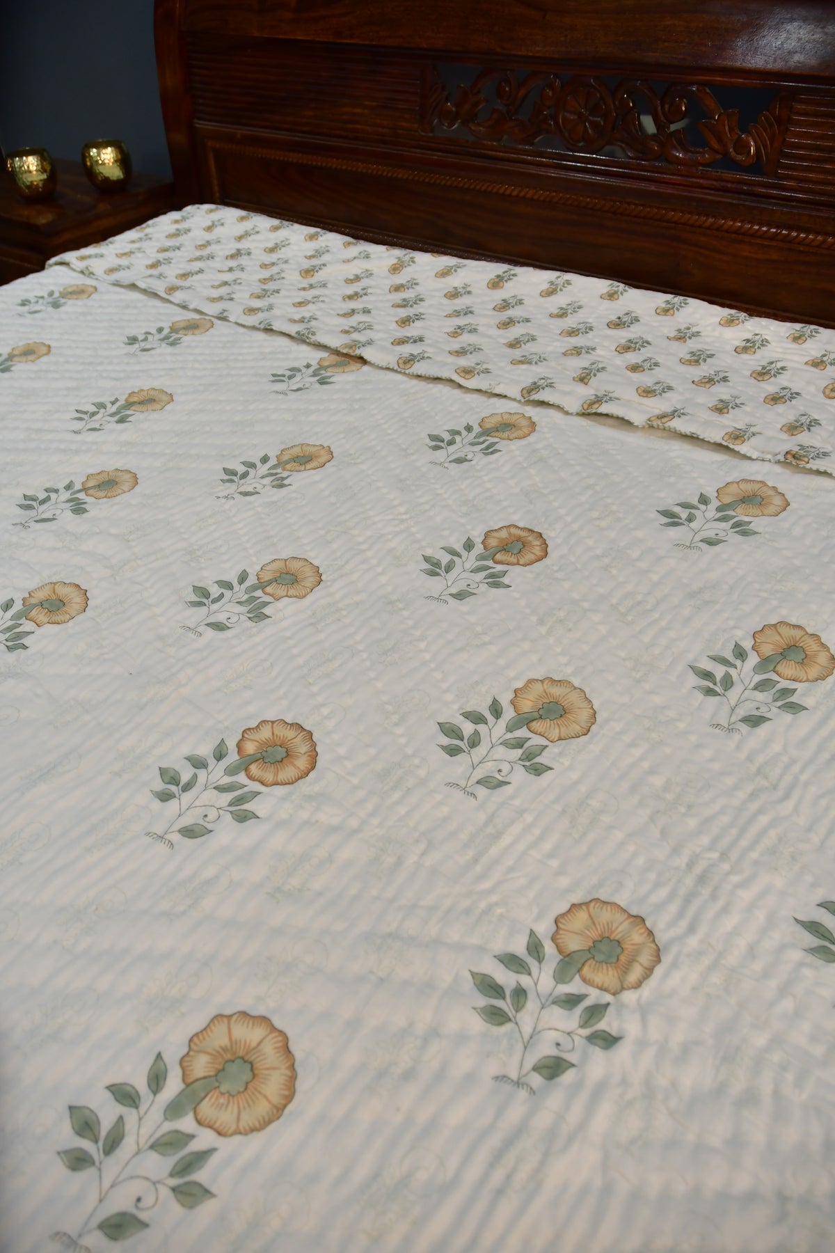 Flower of Hope Quilt premium Handblock Jaipuri