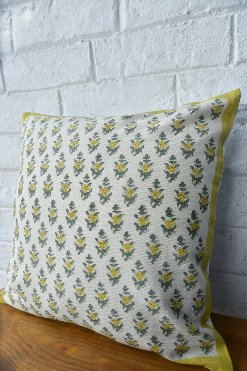 Lemon HandBlock cotton cushion cover