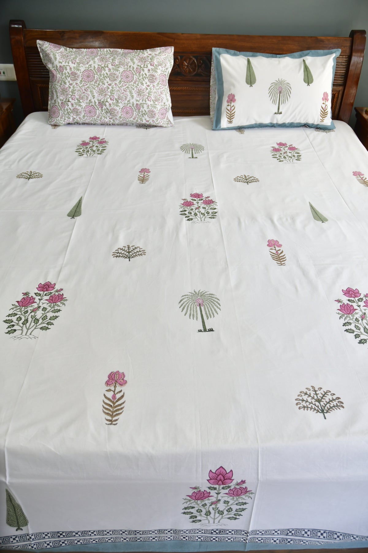 Floral Hand Block Bedsheet