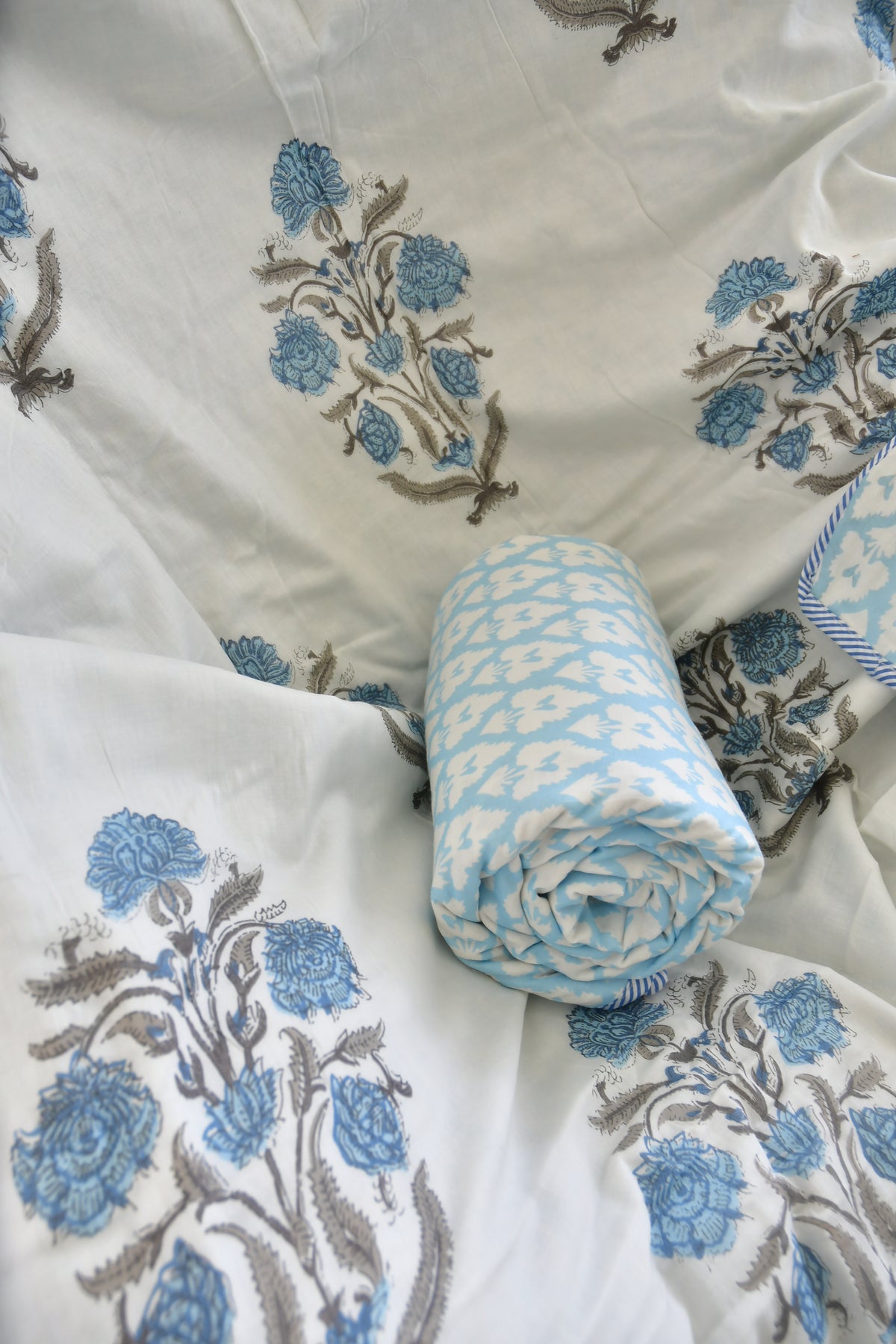 Sky Blue Buta Print Dohar Hand Block