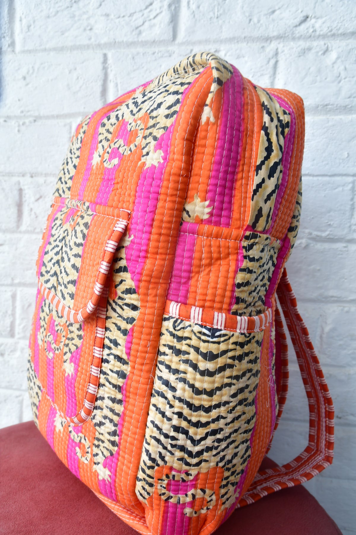 Orange and pink backpack