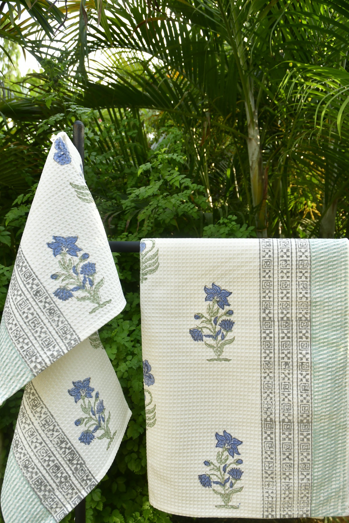 Blue Lily HandBlock towel set