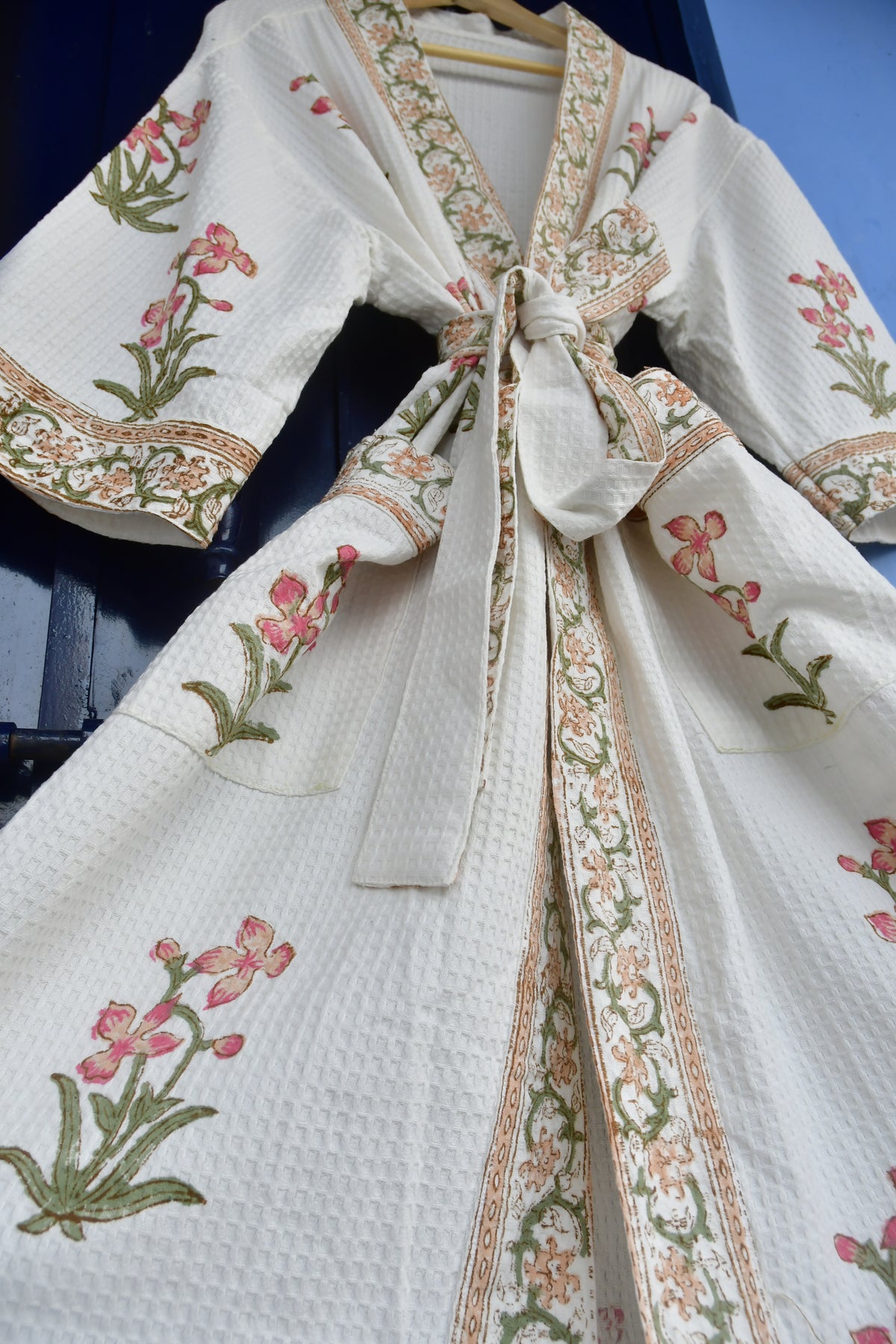 Pink floral bathrobe