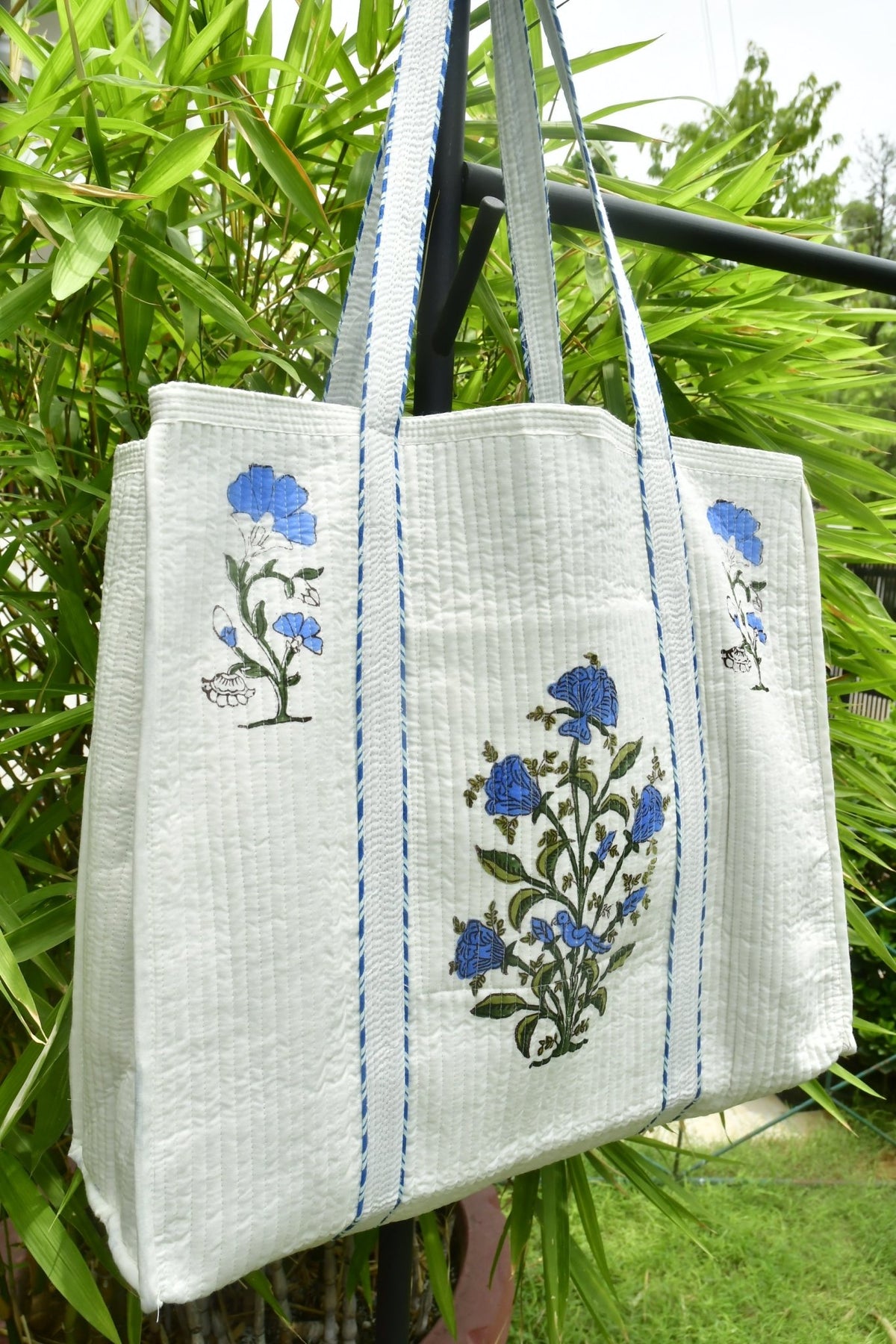 Blue Floral Bouquet Tote Bag