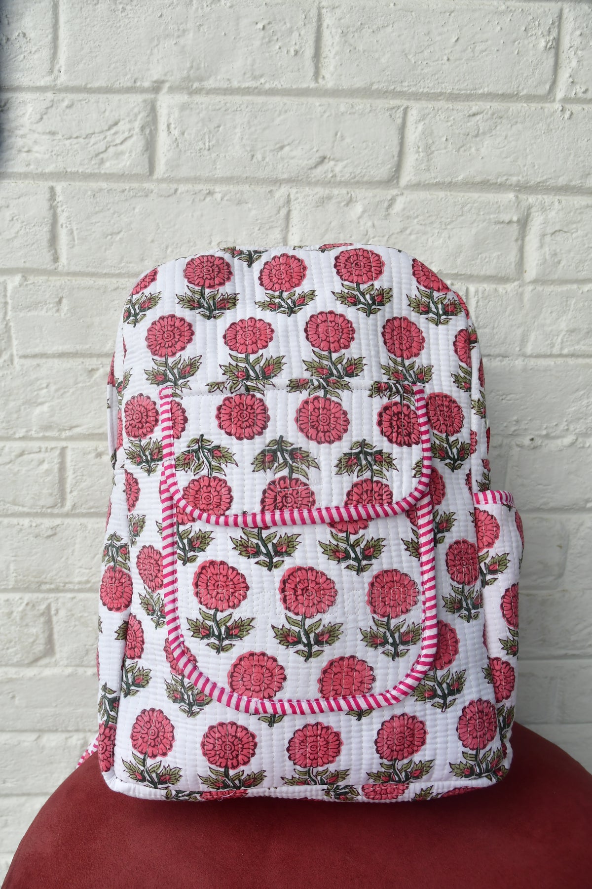 Pink Floral Buti Backpack