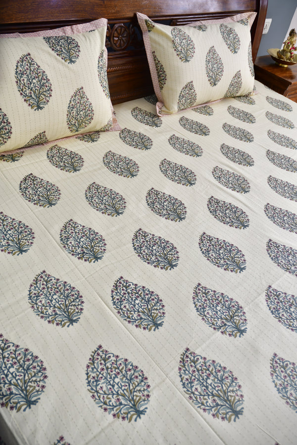 Paisley Buta cotton Hand Block Bedsheet