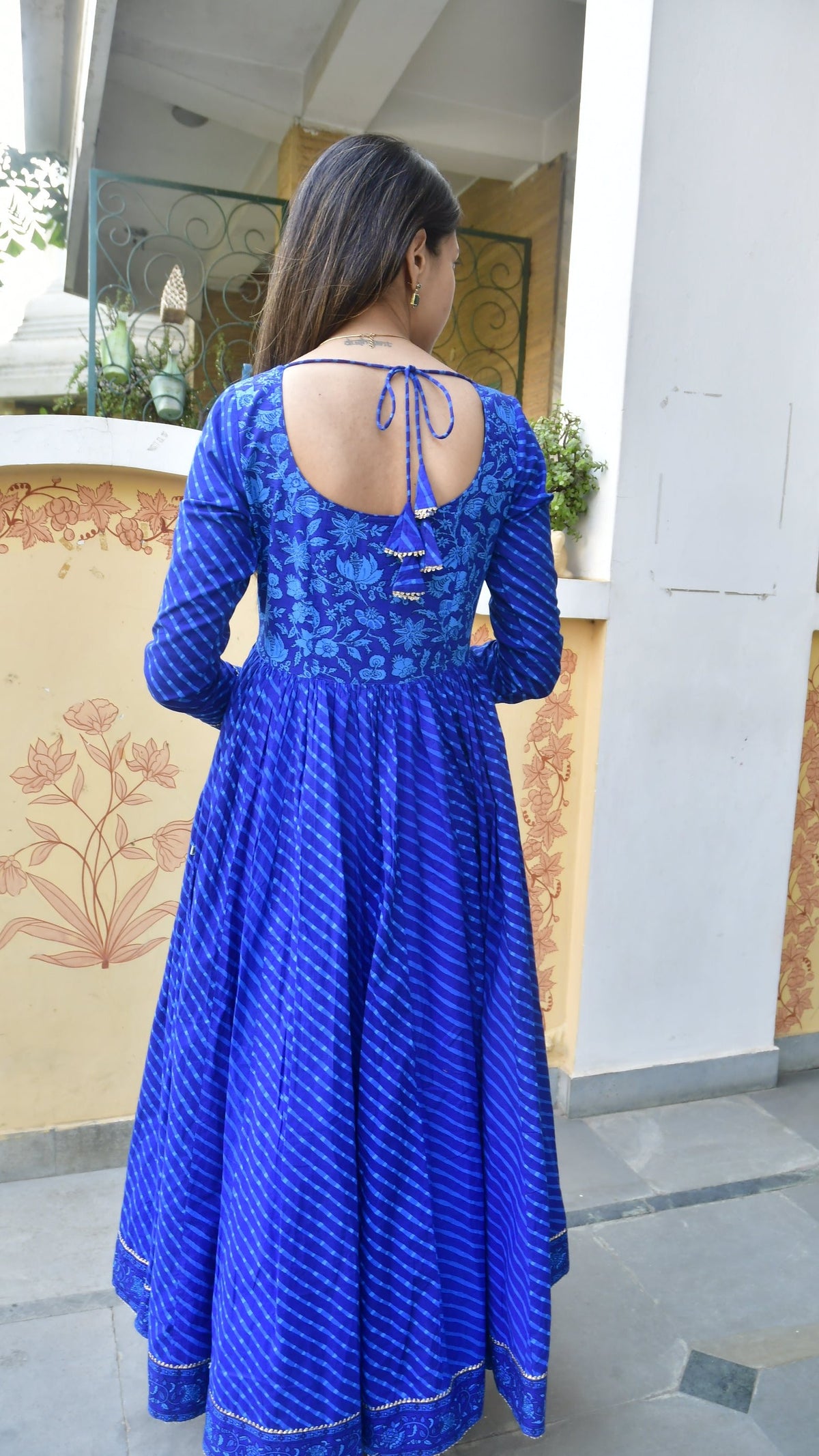 Royal Blue Jaipuri Lehariya Kurta