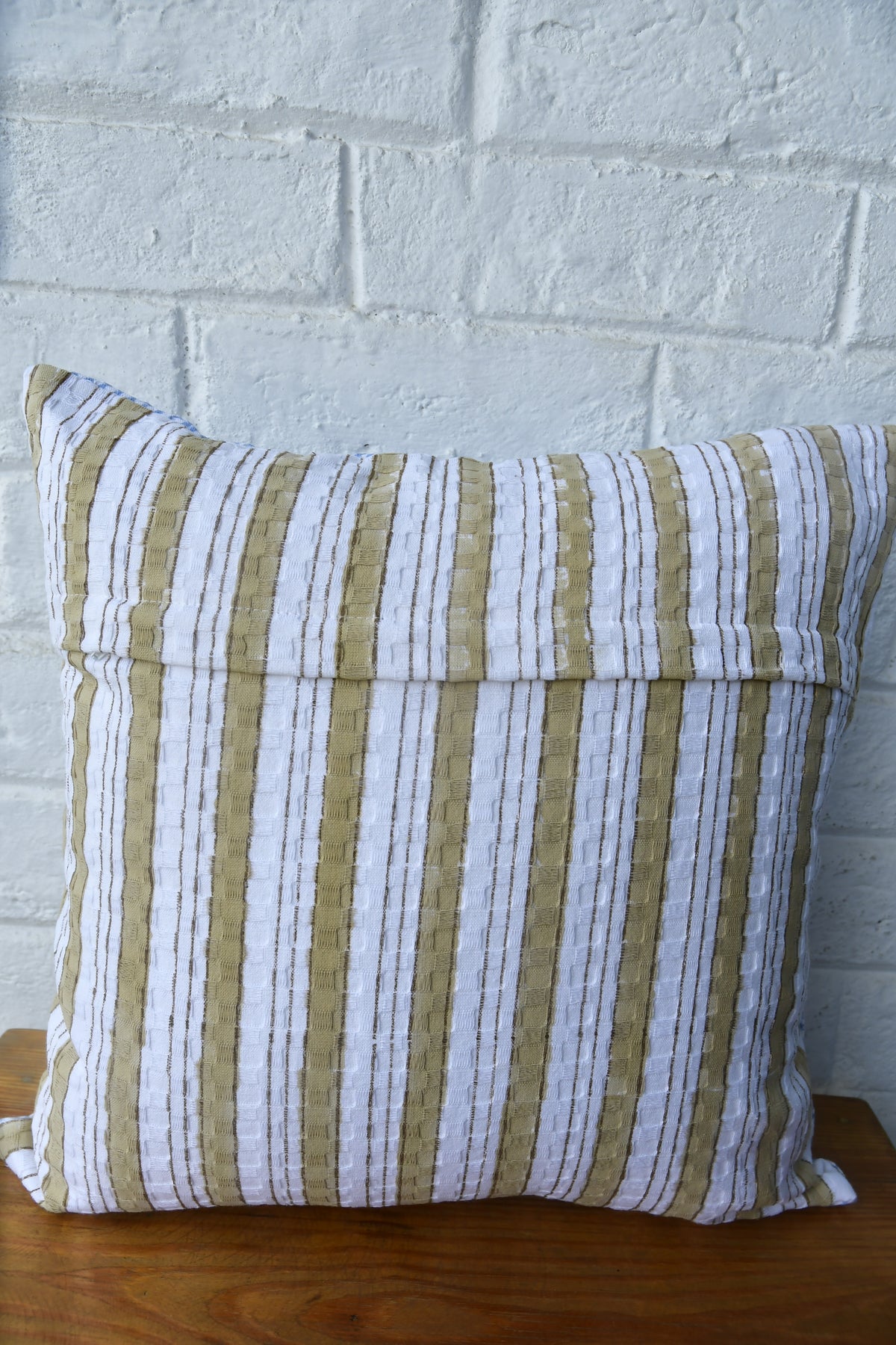 Blue with marigold HandBlock cotton cushion cover 