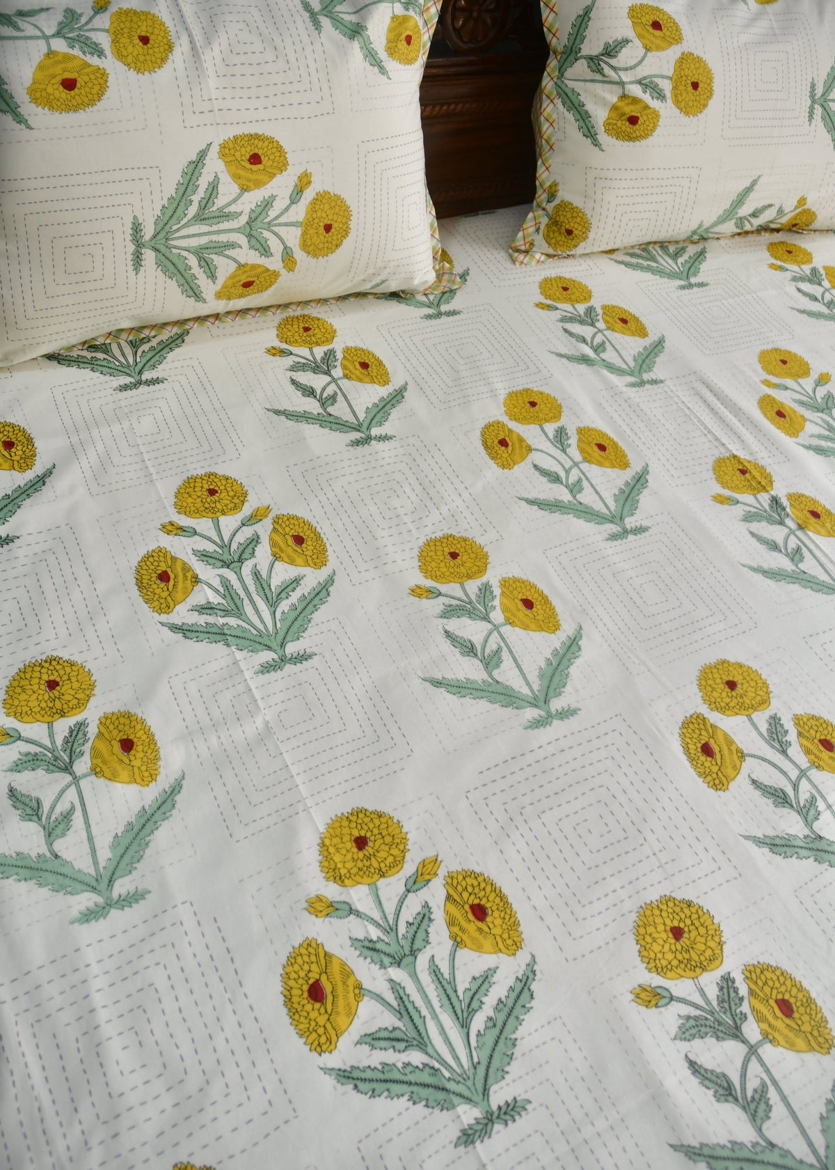 Yellow poppy cotton Bedsheet summer cotton