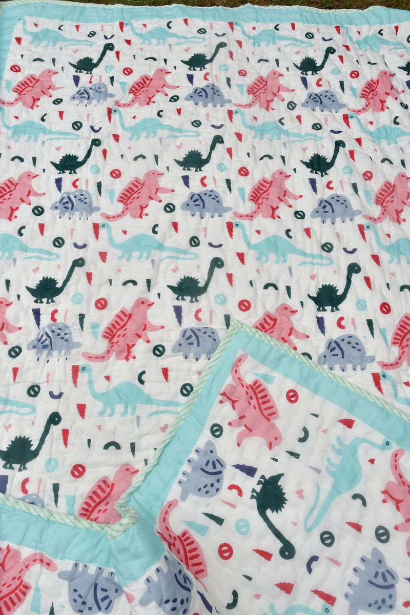 Dino world baby quilt