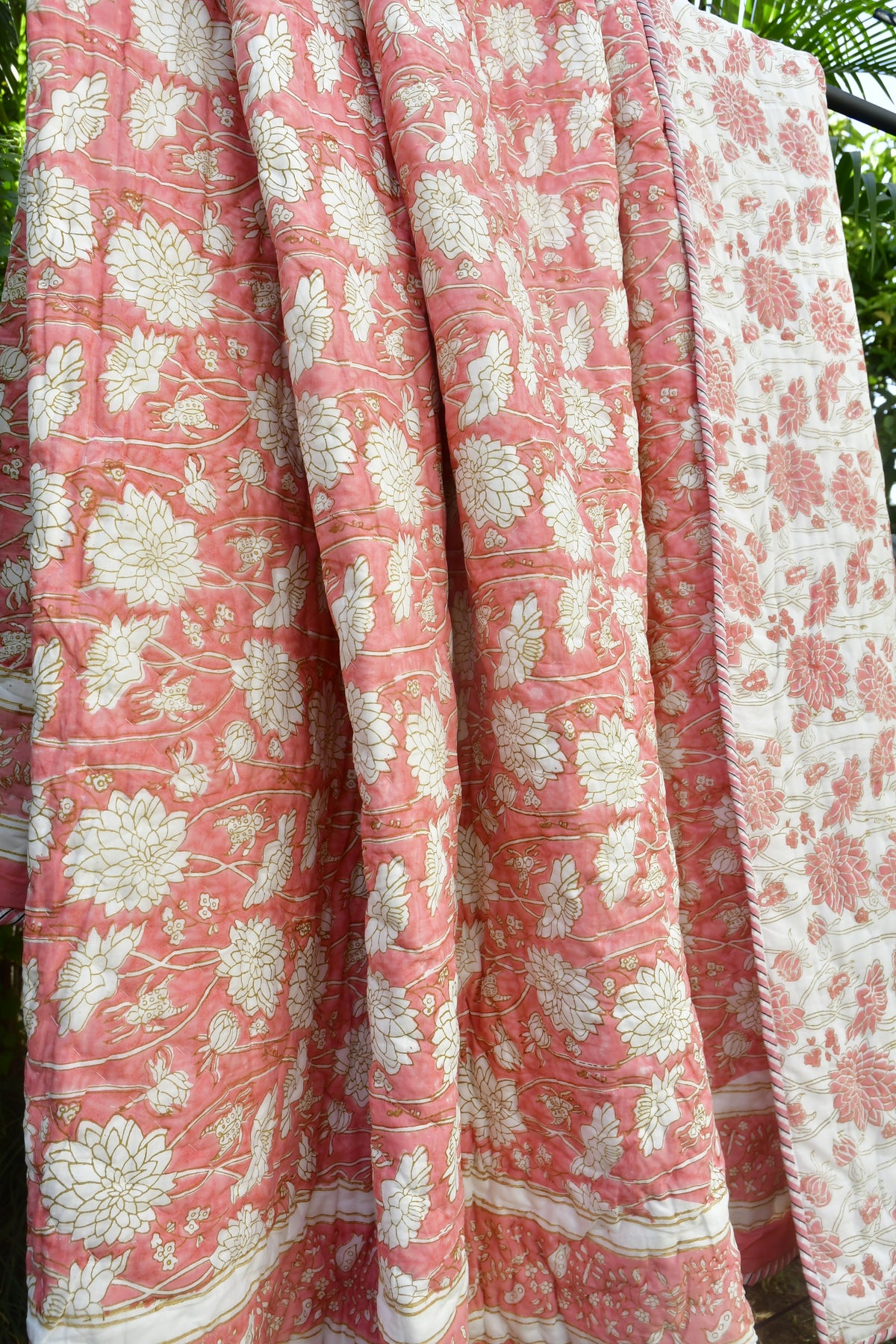 Pink Floral reversible Quilt