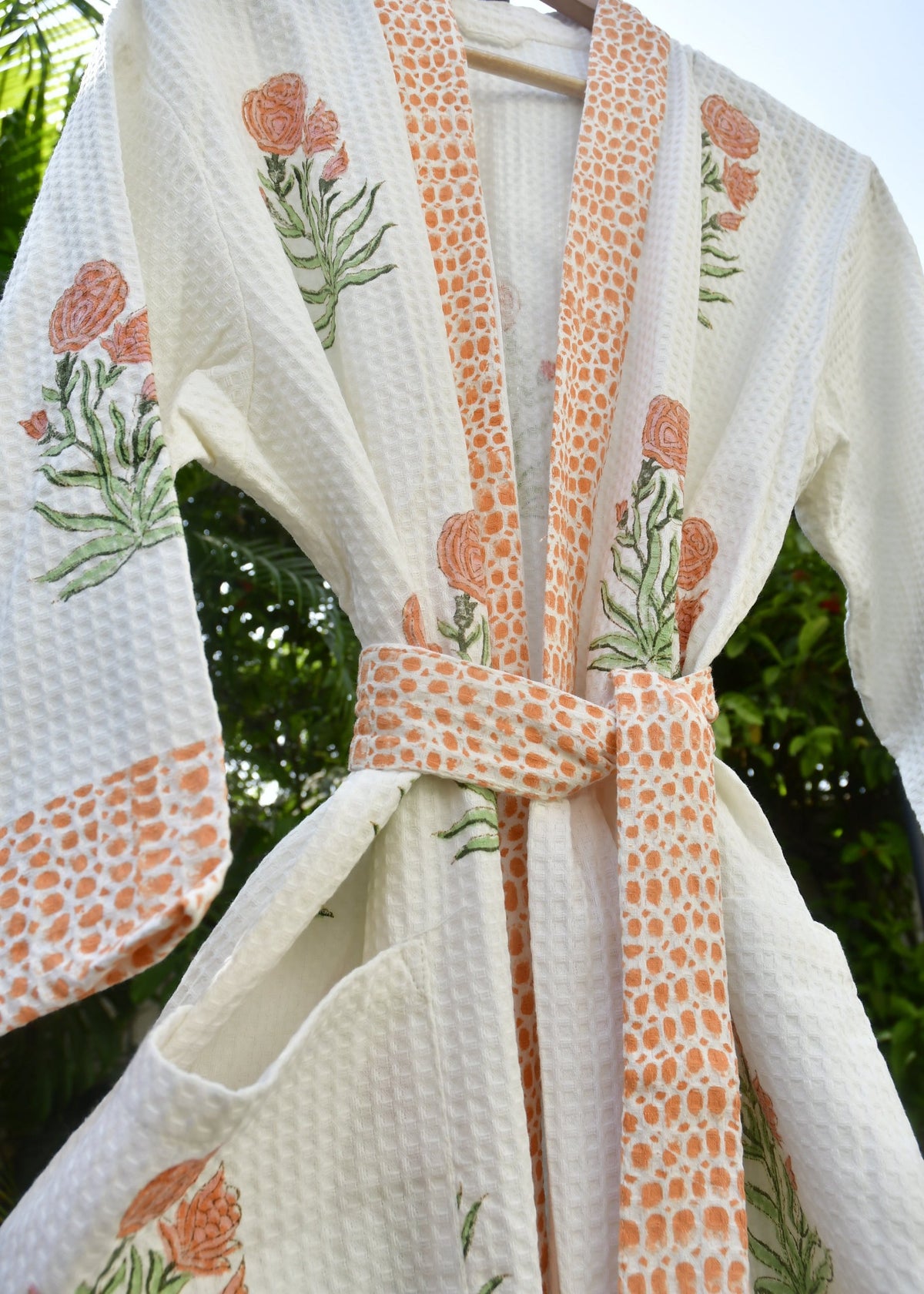 Block print bathrobes