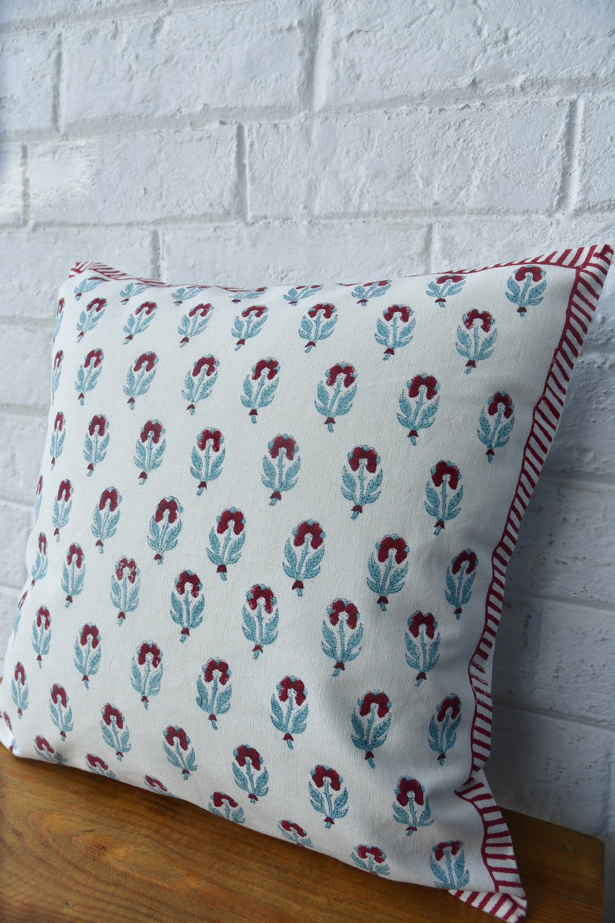 Phulwari Hand Block Cushion Cover: Floral Charm for Your Home (India)