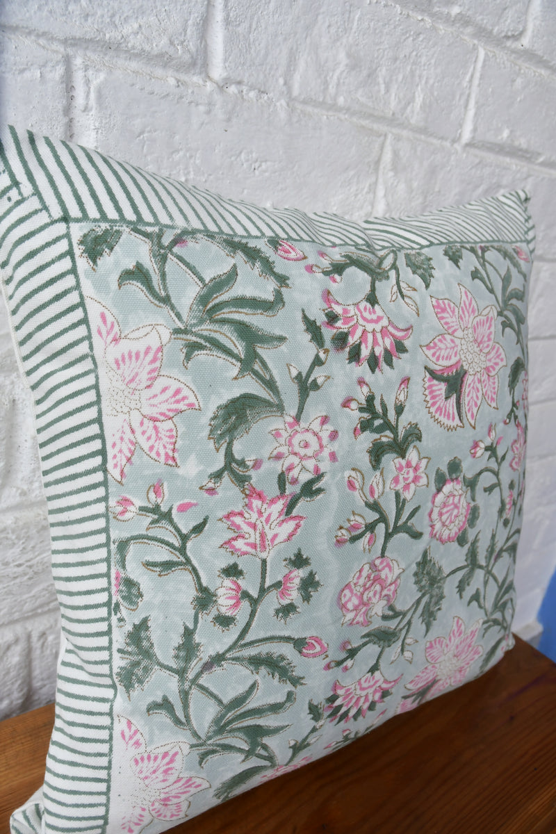 Sea green HandBlock cushion covers 