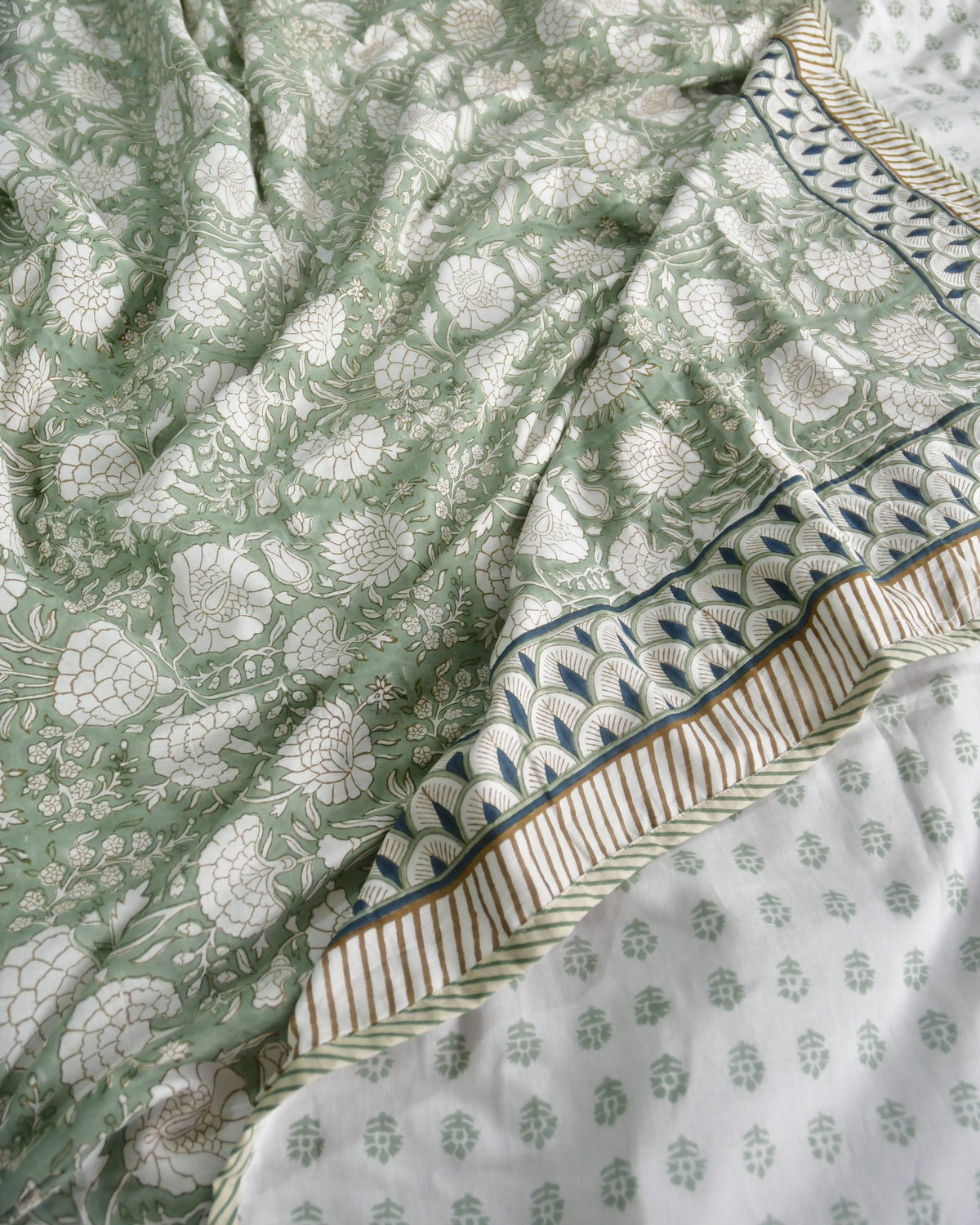 Premium Olive Green floral  Jaal Dohar premium Jaipur