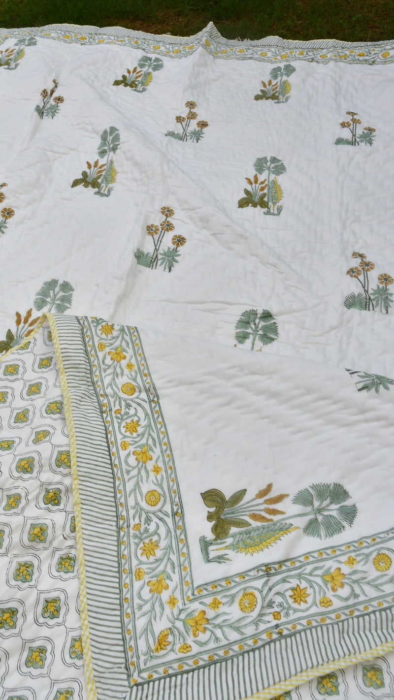 Yellow green quilt double