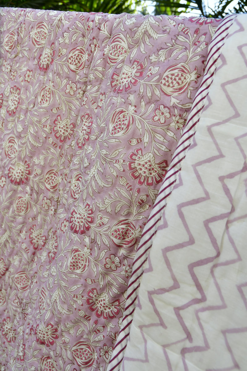 Gulabi Floral Reversible Quilt: Two Stunning Looks in One