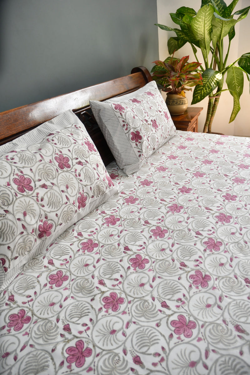 Hibiscus Bloom Bedsheet Handblock