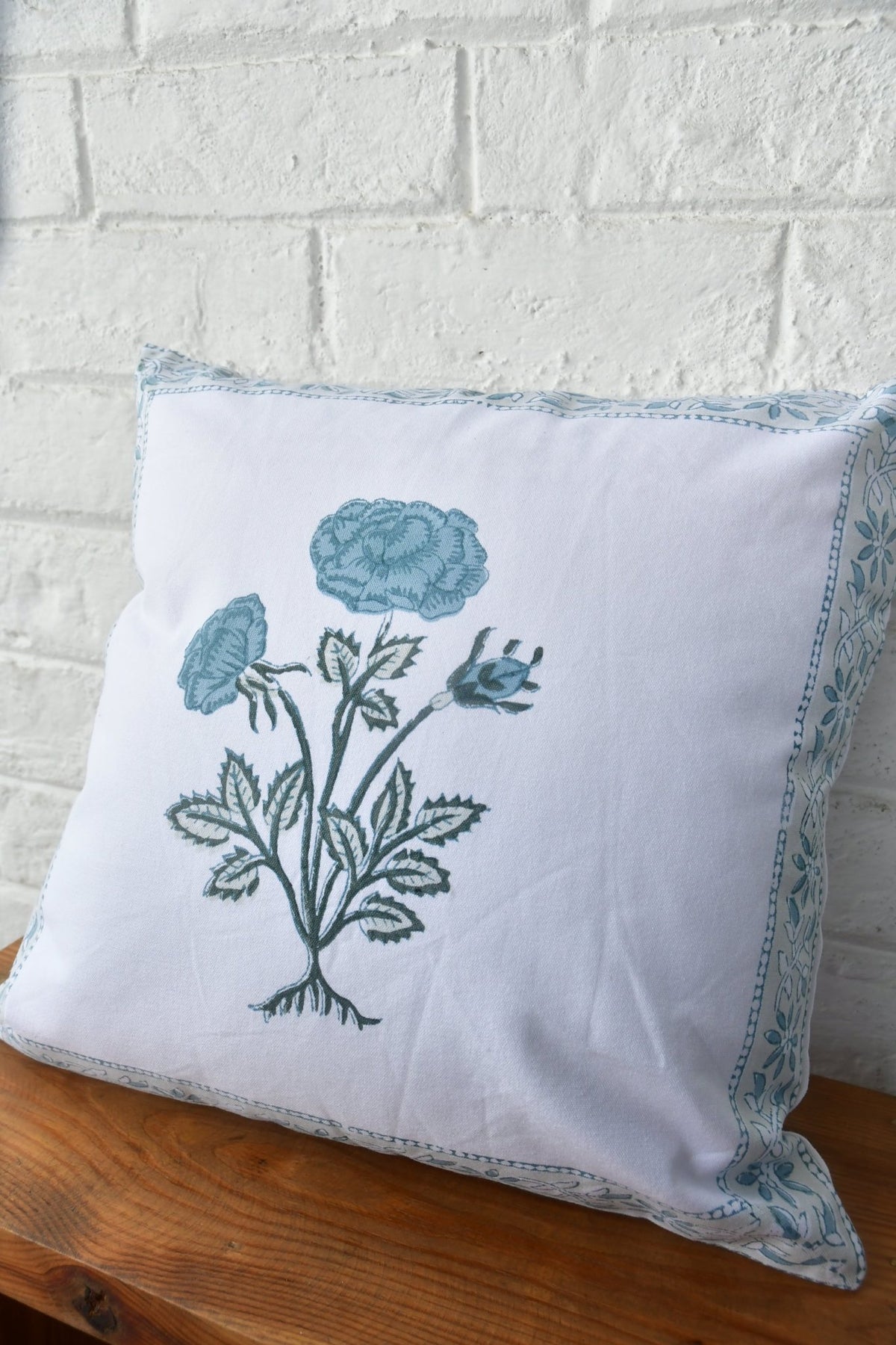 Blue HandBlock cotton cushion cover 